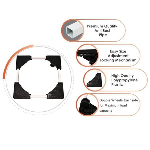 Adjustable Washing Machine & Refrigerator Stand (67×67 cm ,1 Pc)