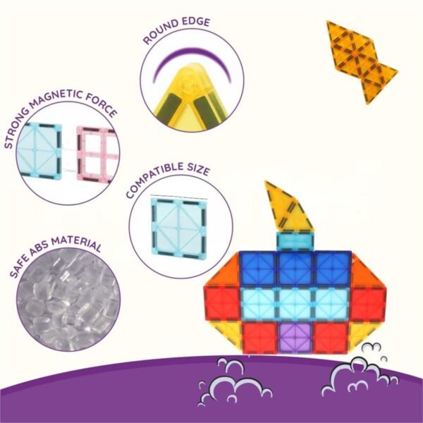 Magnetic Building Tiles Construction Toy Set (16 Pc / Set)