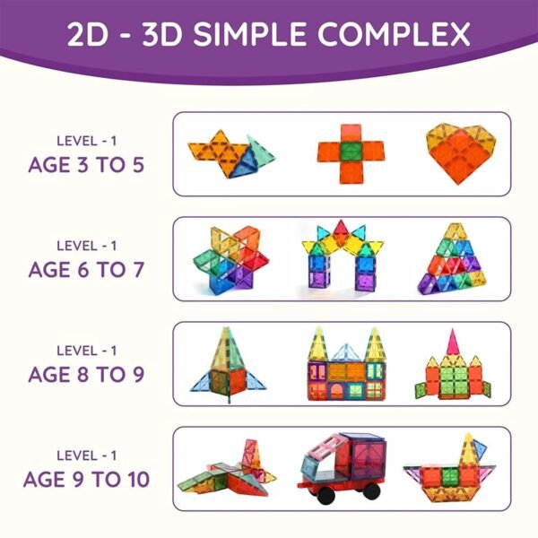 Magnetic Building Tiles Construction Toy Set (16 Pc / Set)