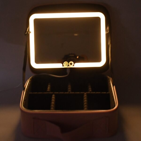 Pink Premium LED Light Makeup Organizer Box (1 Pc)