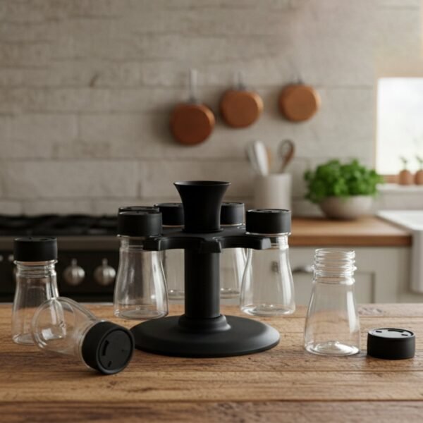 8 in 1 Revolving Plastic Spice Rack Set with Rotating Stand