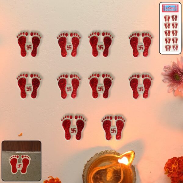 MataCharan-wosku-01.jpg Decorative Goddess Laxmi Footprint Sticker - (Set)