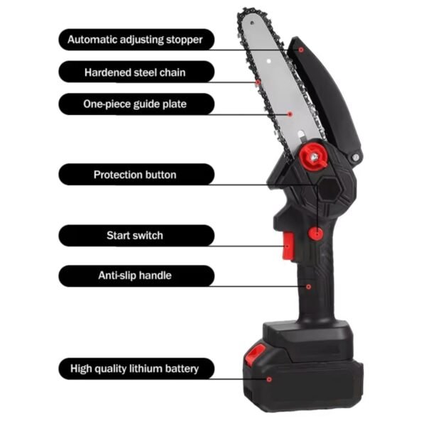 Cordless Mini Electric Chainsaw with Rechargeable Battery (1 Set)