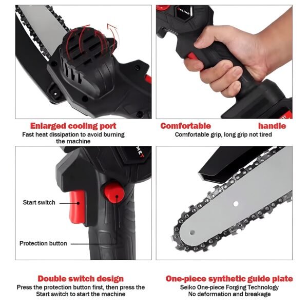 Cordless Mini Electric Chainsaw with Rechargeable Battery (1 Set)