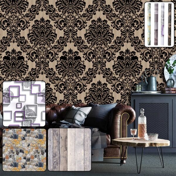 Self-Adhesive Waterproof Wallpaper Roll - (1 Pc / Mix Design)