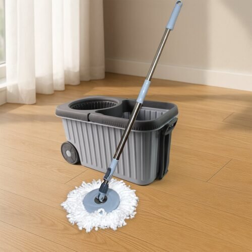 Apex Magic Spin Mop Cleaning Set with Dual Chamber Bucket & Wheels