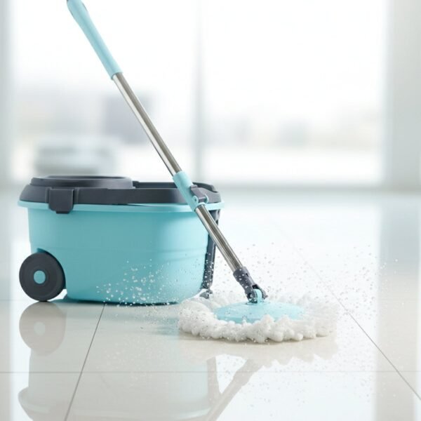 Steel Jari Bucket Mop Set with Microfiber Spin Mop (1 Set)
