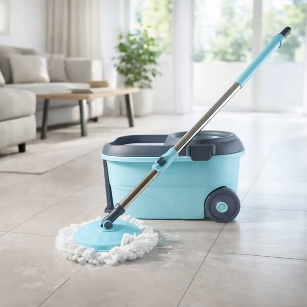 Steel Jari Bucket Mop Set with Microfiber Spin Mop (1 Set)