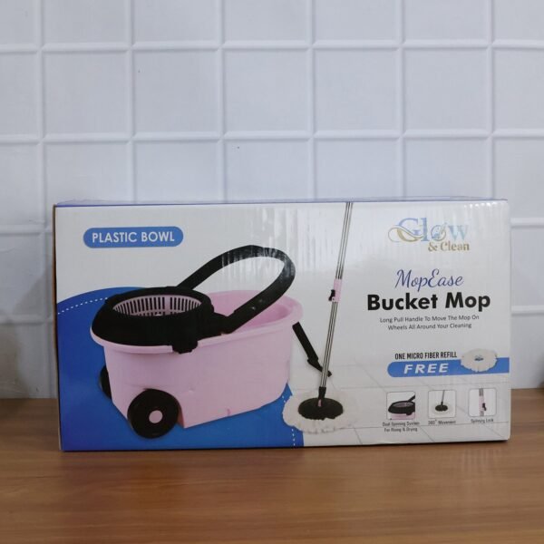 Steel Jari Bucket Mop Set with Microfiber Spin Mop (1 Set)