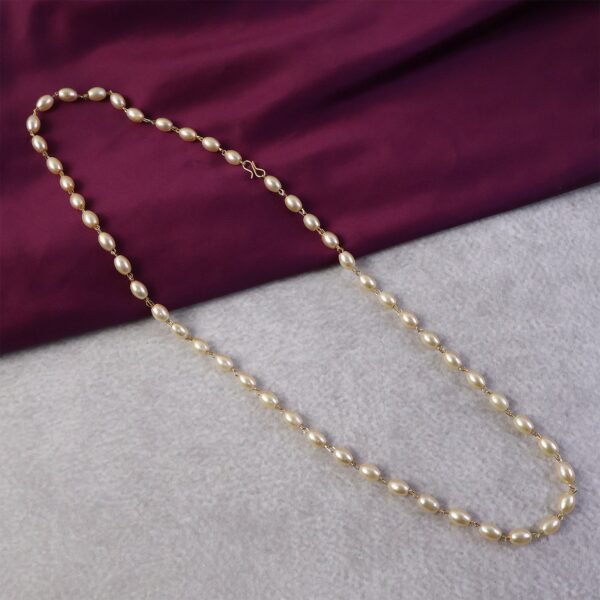 Moti-Necklace-04.jpg Elegant Pearl Beaded Necklace with Golden Chain Accents (1 Pc)