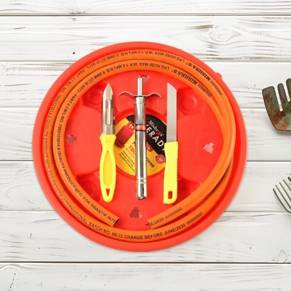 5-Piece Multipurpose LPG Kitchen Combo Set with Gas Pipe, Trolley & Tools