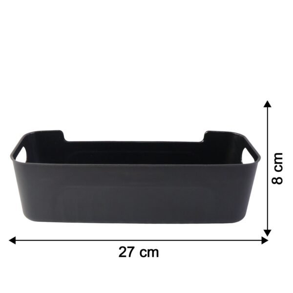 Black Plastic Storage Basket Tray Set (4 Pcs)