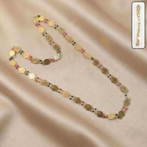 Nacklace2-WOSKU-01.jpg Traditional Gold-Tone Coin Beaded Necklace with Multicolor Accent Beads (1Pc)