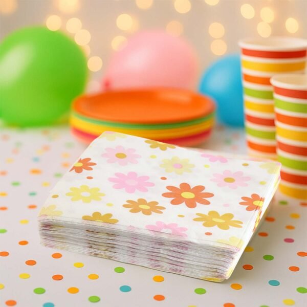 Floral Printed Paper Table Napkins – 50 Pc Disposable Soft Tissue  (26x26 Cm)