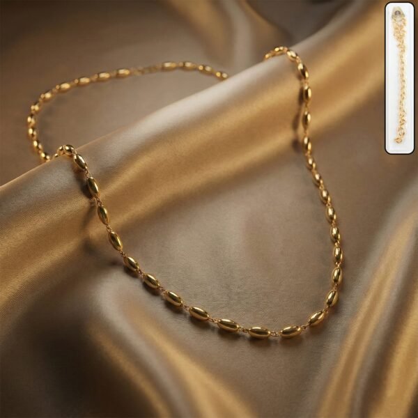 Necklace-01.jpg Elegant Gold-Tone Oval Bead Necklace Chain for Women (1 Pc)