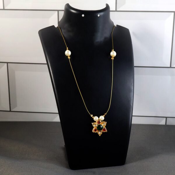 Traditional Multicolor Stone Floral Pendant Necklace Chain (1 Pc)