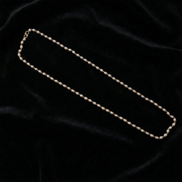 Elegant Pearl Beaded Long Necklace with Gold-Tone Link Chain (1Pc)