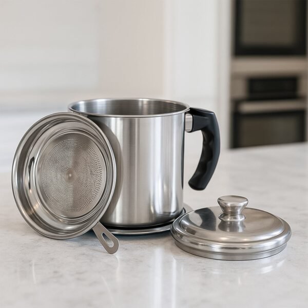 Oil-Strainer-Pot-02_98f277f6-a094-4f2a-8335-78fccb37defb.jpg Premium Stainless Steel Oil Filter Pot (1.3 Ltr)