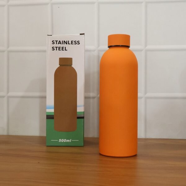 OrangeWaterBottle-Live.jpg Stainless Steel Double Wall Vacuum-Insulated Drink Water (Orange / 500 ML Approx)