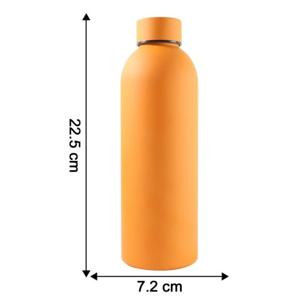OrangeWaterBottle-size.jpg Stainless Steel Double Wall Vacuum-Insulated Drink Water (Orange / 500 ML Approx)