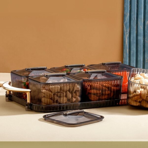 Organizer-Set-with-Tray-03.jpg Liger Multipurpose Transparent Spice Jar Set with Tray and Lids 400ML Approx (6 Pc)