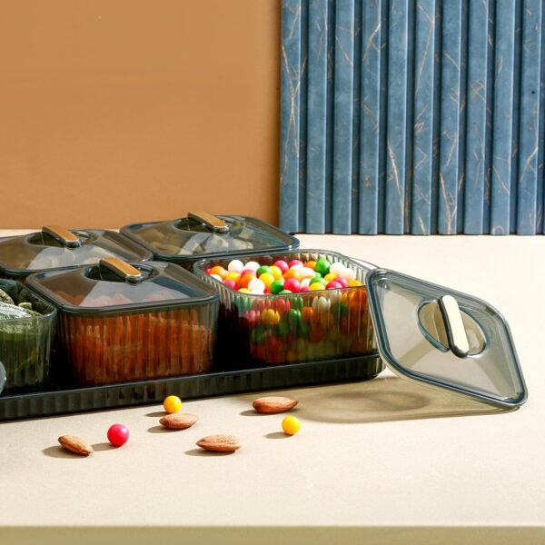 Organizer-Set-with-Tray-04.jpg Liger Multipurpose Transparent Spice Jar Set with Tray and Lids 400ML Approx (6 Pc)