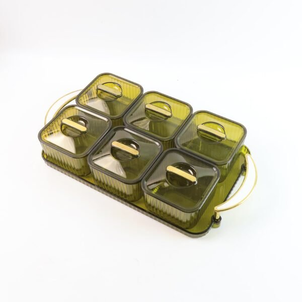 Organizer-Set-with-Tray-06.jpg Liger Multipurpose Transparent Spice Jar Set with Tray and Lids 400ML Approx (6 Pc)