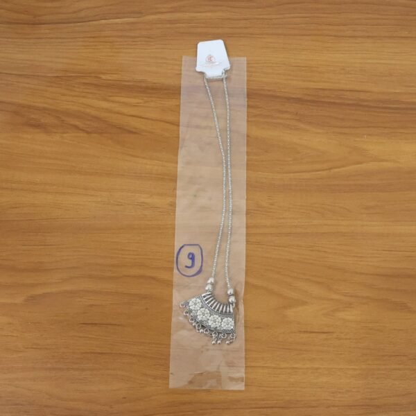 OxidisedEthnicNecklace-live.jpg Oxidised Silver Finish Floral Chandelier Pendant Necklace (1 Pc)