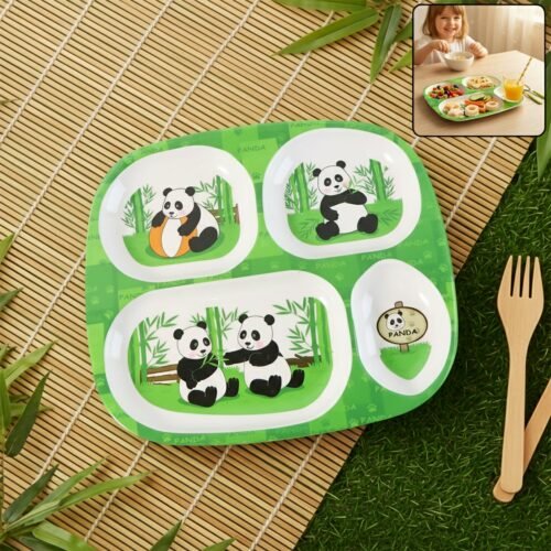 Kids 4-Compartment Melamine Partition Plate (1 Pc / 24×22 Cm)