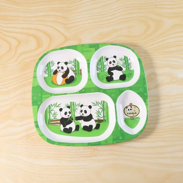 Panda-Plate-02.jpg Kids 4-Compartment Melamine Partition Plate (1 Pc / 24×22 Cm)