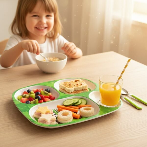 Panda-Plate-04.jpg Kids 4-Compartment Melamine Partition Plate (1 Pc / 24×22 Cm)
