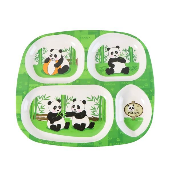 Panda-Plate-05.jpg Kids 4-Compartment Melamine Partition Plate (1 Pc / 24×22 Cm)