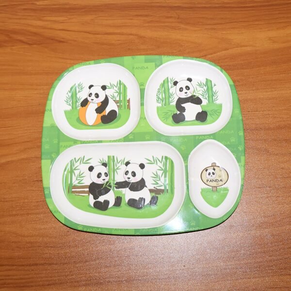 Panda-Plate-08.jpg Kids 4-Compartment Melamine Partition Plate (1 Pc / 24×22 Cm)