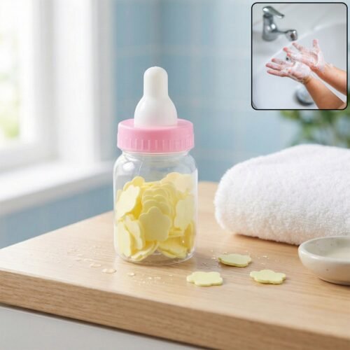 Paper-Soap-01.jpg Portable Baby Bottle Shape Hand Wash Soap Paper Sheets Set (1 Set)