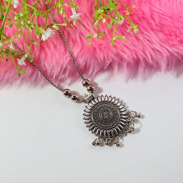 Oxidised Silver Traditional Long Necklace (1 Pc)