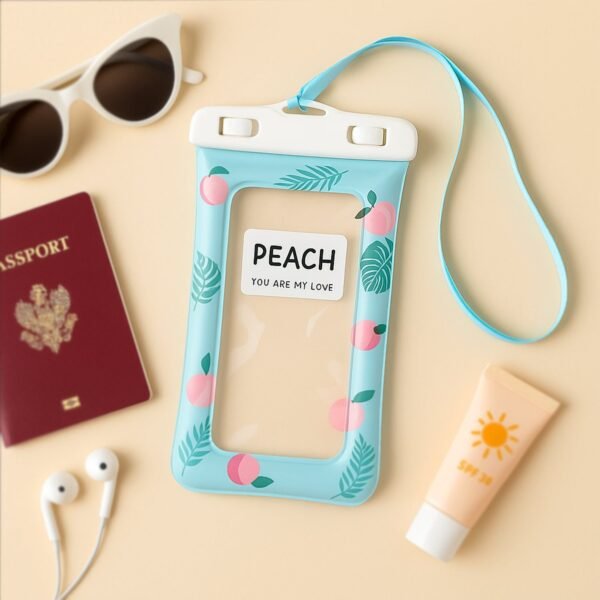 Phone-cover-01.jpg Waterproof Peach Transparent Mobile Pouch with Neck Strap (1 Pc)