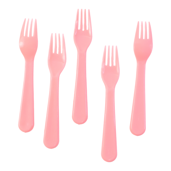 PinkReusableForks-04.png Plastic Fork Spoon, Baby Fork Spoon Dessert Spoon (5pc set)