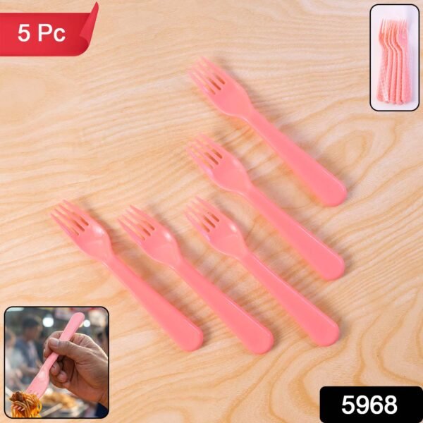 PinkReusableForks-WSKU-01_png.jpg Plastic Fork Spoon, Baby Fork Spoon Dessert Spoon (5pc set)