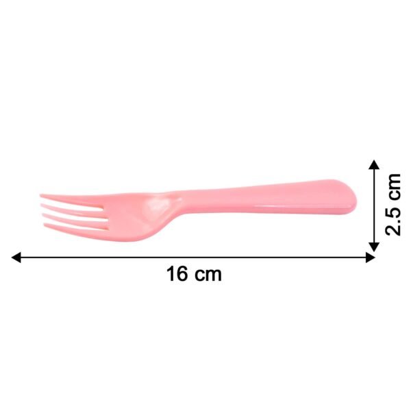 PinkReusableForks-size.jpg Plastic Fork Spoon, Baby Fork Spoon Dessert Spoon (5pc set)