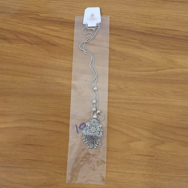 Oxidized Silver Finish Floral Motif Statement Pendant Necklace (1 Pc)