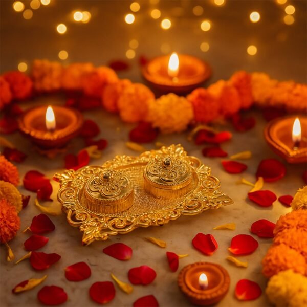 Royal Ornate Oval Pooja Thali - (1 Pc)