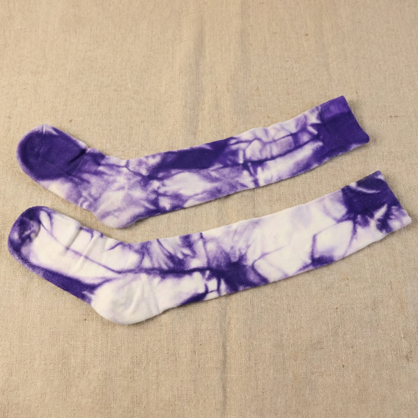 Purplesocks-05.png Purple & White Tie-Dye Long Socks (1 Pair)