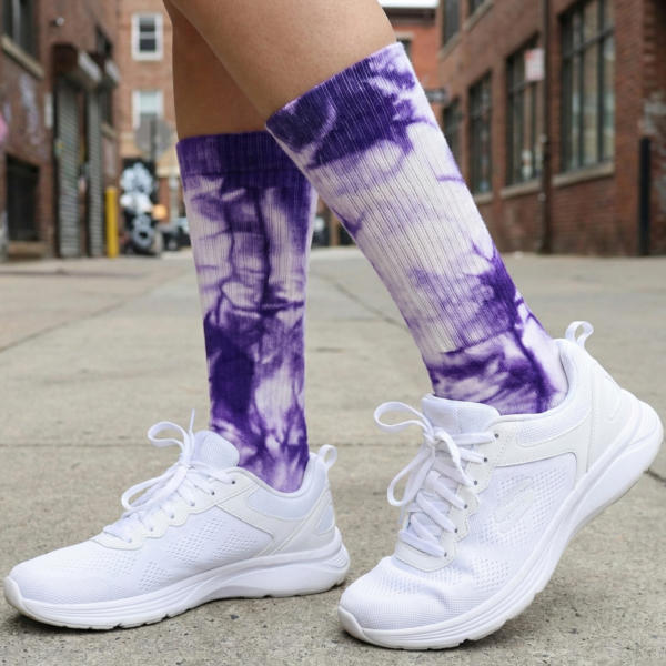 Purplesocks-06.png Purple & White Tie-Dye Long Socks (1 Pair)
