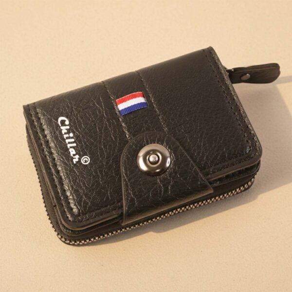 Premium Black Zip-Around Card Holder Wallet (1 Pc)