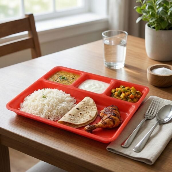 REdServing-03.jpg 32 × 25 Cm Multipurpose Compartment Serving Tray (1 Pc)