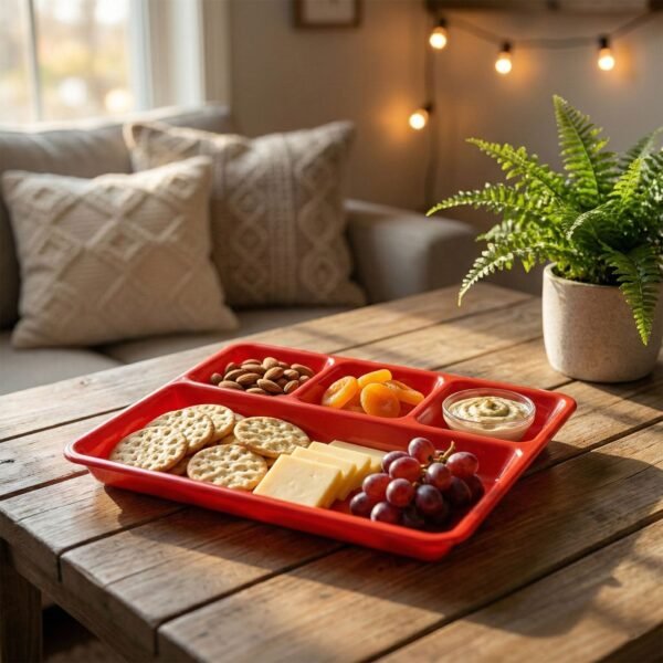 REdServing-05.jpg 32 × 25 Cm Multipurpose Compartment Serving Tray (1 Pc)
