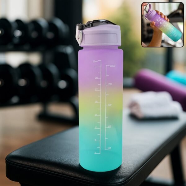 Motivational Water Bottle with Straw & Time Marker