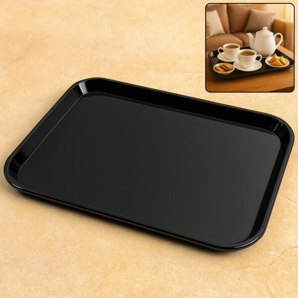 RectTray-WOSKU-01.jpg Plastic Serving Tray / Plate – 40 × 30 cm (1 Pc / Black)