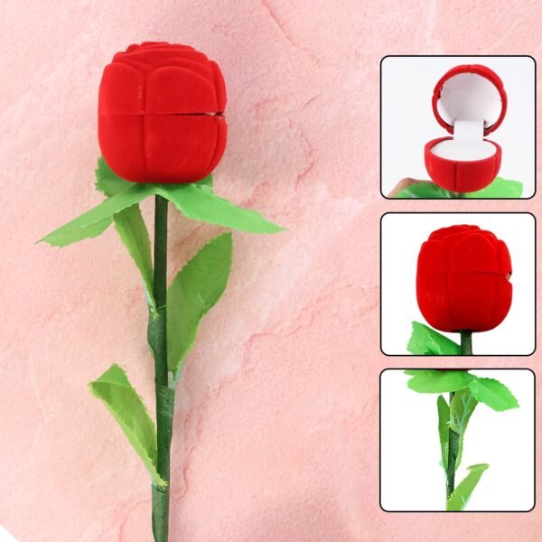 Romantic Artificial Rose Ring Box Stick – 2 Piece Flower Shaped