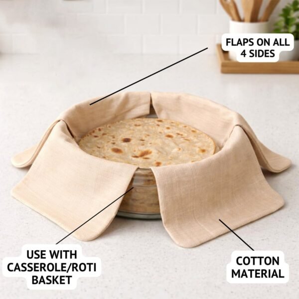 Pure Cotton Roti Mate Cloth, Round roti Cover (51 × 51 Cm, 1 Pc)